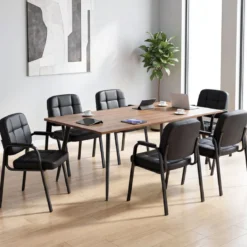 Konferenzstühle mit Gepolsterten Armlehnen Bürostühle Besucherstühle Schwarz