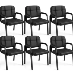 Konferenzstühle mit Gepolsterten Armlehnen Bürostühle Besucherstühle Schwarz