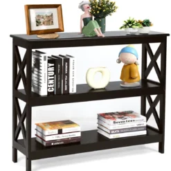Konsolentisch Beistelltisch Industrie Design mit Ablage Flurtisch 100 x 33 x 80 cm Braun