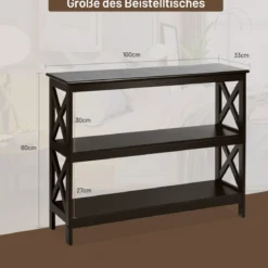 Konsolentisch Beistelltisch Industrie Design mit Ablage Flurtisch 100 x 33 x 80 cm Braun