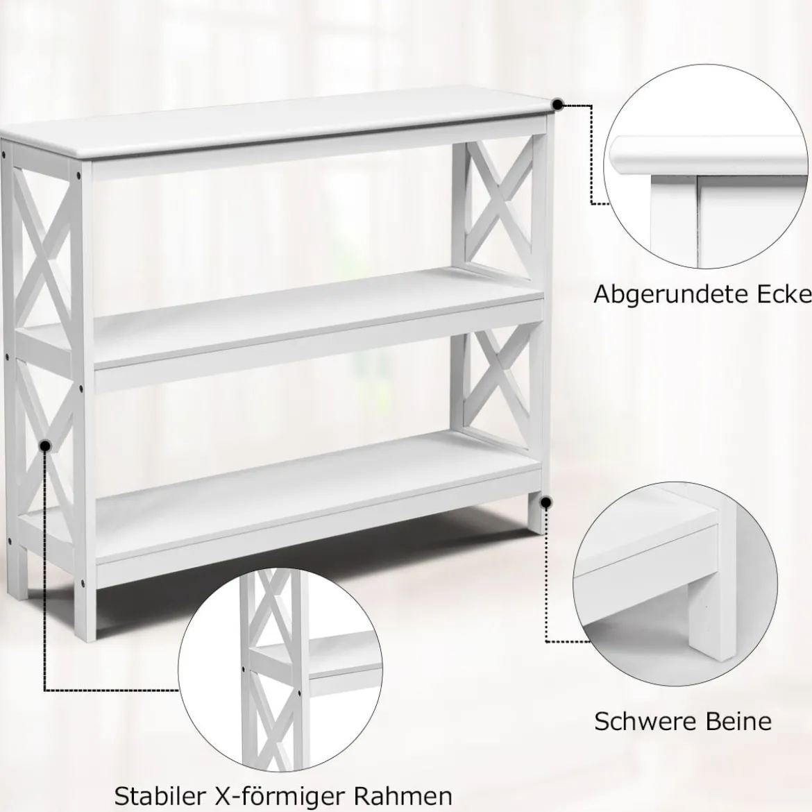 Konsolentisch Beistelltisch Industrie Design mit Ablage Flurtisch 100 x 33 x 80 cm Weiß