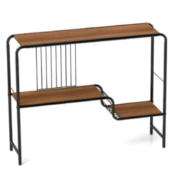 Konsolentisch Flurtisch mit 2 Ablageflächen und Metallrahmen Eingangstisch mit verstellbaren Füßen 99 x 27 x 79 cm