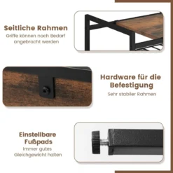 Konsolentisch mit Ablageflächen Schmaler Konsole Beistelltisch 60 x 33,5 x 61 cm Rustikales Braun