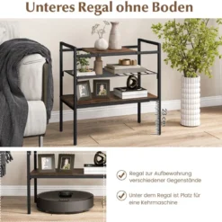 Konsolentisch mit Ablageflächen Schmaler Konsole Beistelltisch 60 x 33,5 x 61 cm Rustikales Braun