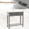 Konsolentisch mit Ablage 2 Schubladen Beistelltisch Industrie Design Grau