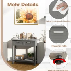 Konsolentisch mit Ablage 2 Schubladen Beistelltisch Industrie Design Grau