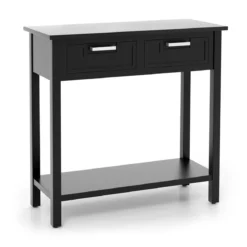 Konsolentisch mit Ablage 2 Schubladen Beistelltisch Industrie Design Schwarz