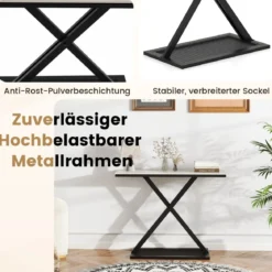 Konsolentisch mit Kunstmarmorplatte Couchtisch mit Metallrahmen Sofatisch 100 x 40 x 77,5 cm