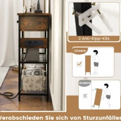 Konsolentisch mit Ladestation & 2 Schubladen Flurtisch Eingangstisch mit USB & TypeC-Anschlüssen