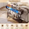 Konsolentisch mit LED-Beleuchtung & Ladestation 3-stufiger Flurtisch Schmaler Sofatisch Rostbraun