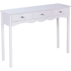 Konsolentisch mit 3 Schubladen Computertisch für Heimbüro 100x 32 x 75 cm Weiß