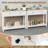 Konsolentisch mit 2 Schubladen & Ablage Schmaler Beistelltisch Moderner Flurtisch Weiß
