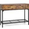 Konsolentisch mit 2 Schubladen Flurtisch Schlanker Eingangstisch 100 x 35 x 76 cm Rustikales Braun