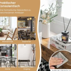 Konsolentisch mit 2 Schubladen Flurtisch Schlanker Eingangstisch 100 x 35 x 76 cm Rustikales Braun