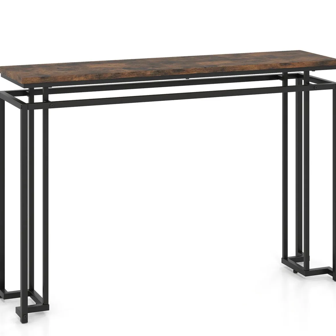 Konsolentisch Schmal Flurtisch mit Geometrischem Metallrahmen 120 x 30 x 80,5 cm Braun