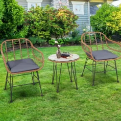 Korbmöbel-Set3-Teiliges Modernes Bistro-Set für die Terrasse