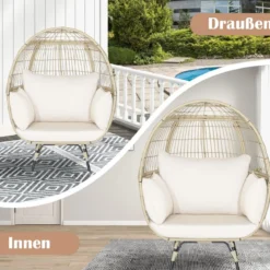 Korbsessel in Eiform Übergroßer Indoor- und Outdoor-Loungesessel