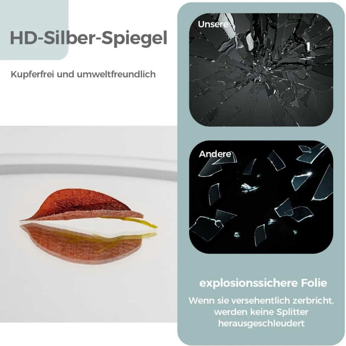 Kosmetikspiegel mit 30 cm Durchmesser & Beleuchtung 3-farbiger dimmbarer LED-Spiegel Weiß