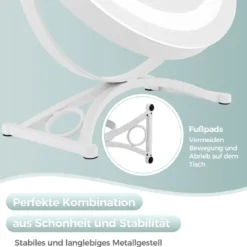 Kosmetikspiegel mit 30 cm Durchmesser & Beleuchtung 3-farbiger dimmbarer LED-Spiegel Weiß