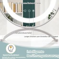 Kosmetikspiegel mit 30 cm Durchmesser & Beleuchtung 3-farbiger dimmbarer LED-Spiegel Weiß