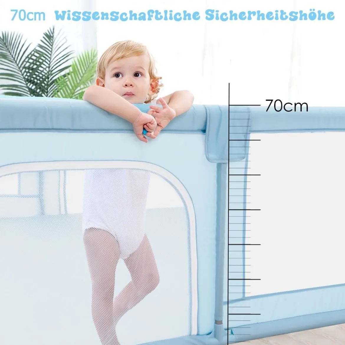 Krabbelgitter 150 x 190 cm Baby Laufstall mit 2 Türen Blau