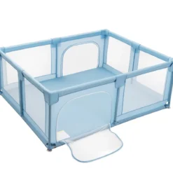 Krabbelgitter 150 x 190 cm Baby Laufstall mit 2 Türen Blau