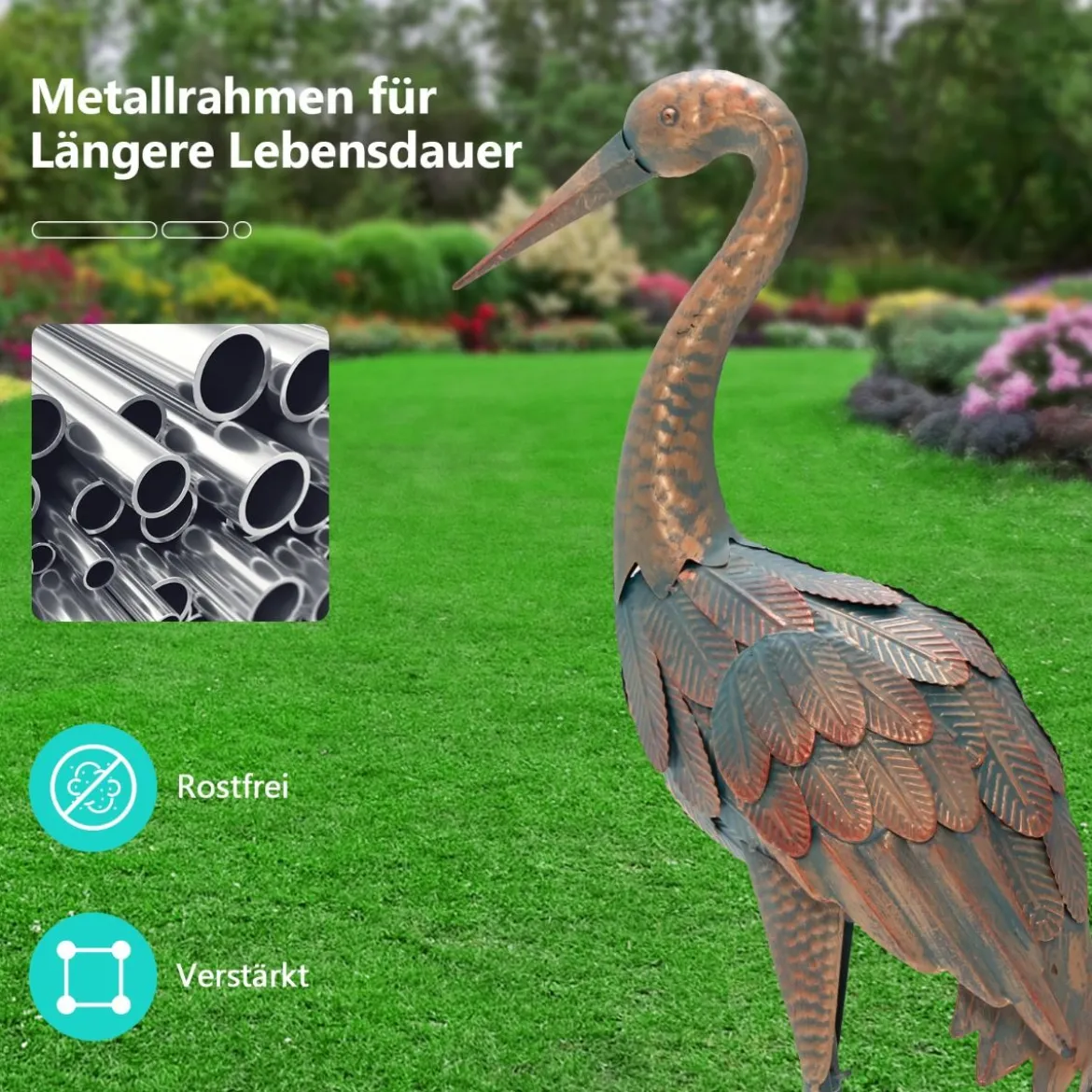2 Kranichskulpturen 2-Teiliges Kranich-Gartenstatuen-Set