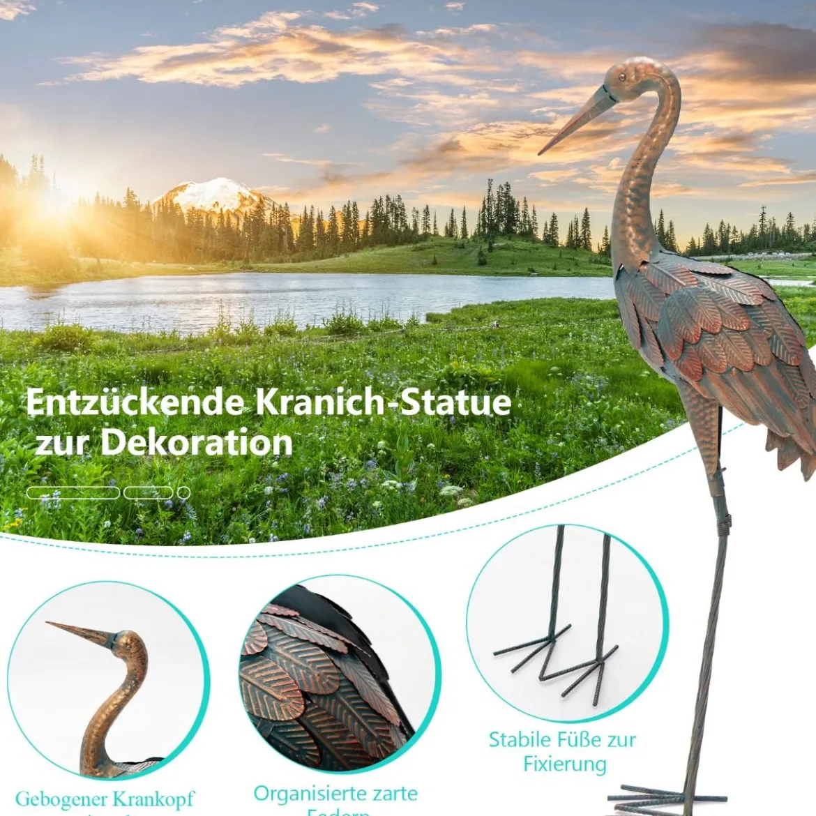 2 Kranichskulpturen 2-Teiliges Kranich-Gartenstatuen-Set