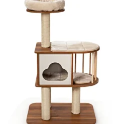 Kratzbaum Holz Katzenbaum Katze Höhle Kletterbaum mit waschbaren Kissen Katzenkratzbaum