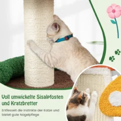 Kratzbaum in Pilzoptik Katzenbaum mit Katzenhöhle & Sisal-Kratzbrett & Spielball 59 x 48 x 102 cm