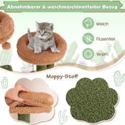 Kratzbaum Kaktus Katzenbaum mit Plattformen Spielzeug Sisalpfosten Grün+Braun (160cm hoch)