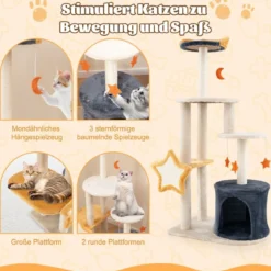 Kratzbaum Katzenbaum mit Katzenhöhle & Plüschsitzfläche & Spielzeug & Spielzeug & Platformen 60 x 41 x 128 cm
