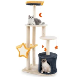 Kratzbaum Katzenbaum mit Katzenhöhle & Plüschsitzfläche & Spielzeug & Spielzeug & Platformen 60 x 41 x 128 cm
