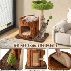 Kratzbaum Katzen Katzenbaum mit Katzenhöhle in Baumlochform Braun+Grün 60 x 46 x 73 cm