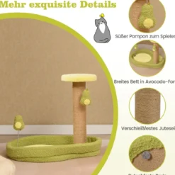 Kratzbaum Klein 50cm hoch Katzenbaum im Avocado-Optik Katzenkratzbaum Grün