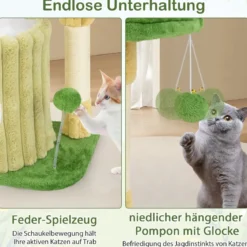 Kratzbaum Klein Katzenbaum mit Plattform Sisal-Kratzsäule Katzenhöhle & 2 Bällen Grün