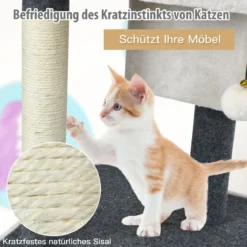 Kratzbaum klein Katzenkratzbaum Holz Katzenbaum stabil Kletterbaum weiß und grau 42x42x80cm