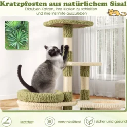 Kratzbaum mit Plattformen & Katzenhöhle & Hängematte & Fellpflege Katzenbaum Kletterbaum