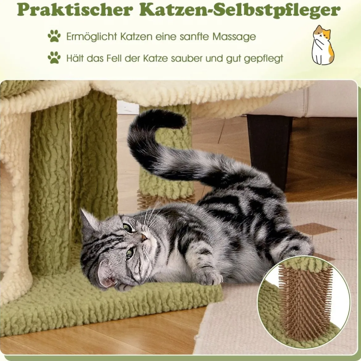 Kratzbaum mit Plattformen & Katzenhöhle & Hängematte & Fellpflege Katzenbaum Kletterbaum