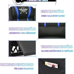 Kunstledersessel Gaming-Ruhesessel verstellbarer Wohnzimmersessel Blau