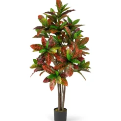 Kunstpflanze 150cm Künstliche Pflanze Kroton Palmenbaum mit bunten Blättern