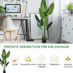 Kunstpflanze Künstliche Grünpflanze 160 cm Tropische Palme Künstliche Monstera Schlangenpflanze