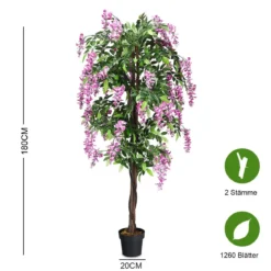 Kunstpflanze Verwendbare Künstliche Palme Kunstbaum 75 cm/150 cm/180 cm Lila/Rosa/Weiß