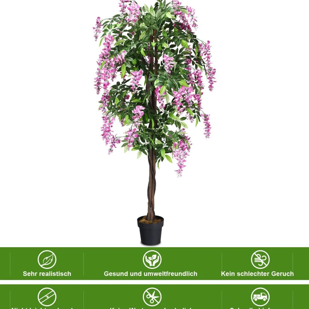 Kunstpflanze Verwendbare Künstliche Palme Kunstbaum 75 cm/150 cm/180 cm Lila/Rosa/Weiß