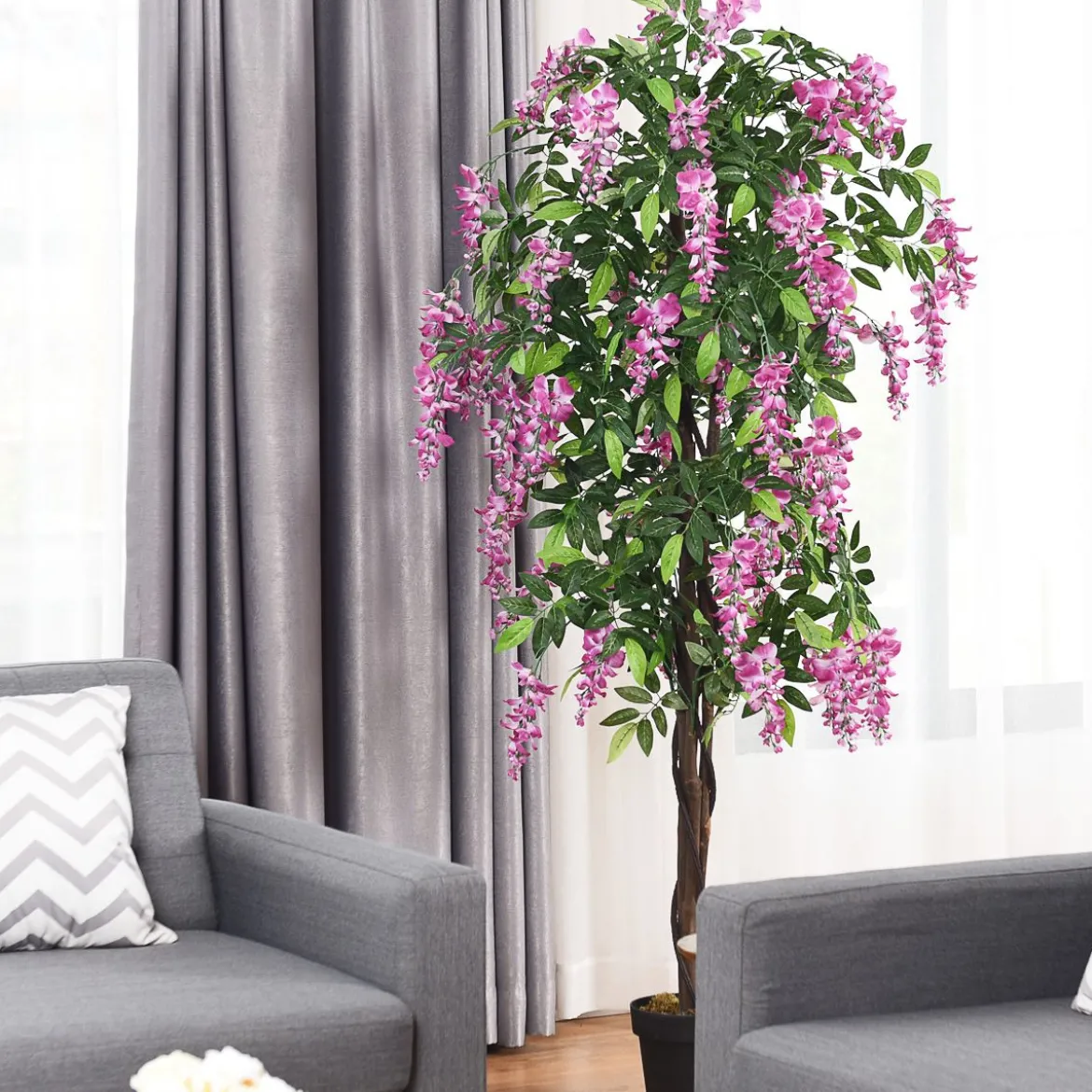 Kunstpflanze Verwendbare Künstliche Palme Kunstbaum 75 cm/150 cm/180 cm Lila/Rosa/Weiß