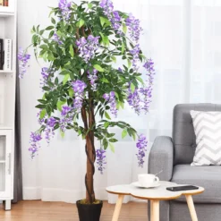 Kunstpflanze Verwendbare Künstliche Palme Kunstbaum 75 cm/150 cm/180 cm Lila/Rosa/Weiß