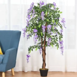 Kunstpflanze Verwendbare Künstliche Palme Kunstbaum 75 cm/150 cm/180 cm Lila/Rosa/Weiß