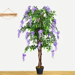 Kunstpflanze Verwendbare Künstliche Palme Kunstbaum 75 cm/150 cm/180 cm Lila/Rosa/Weiß