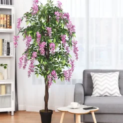 Kunstpflanze Verwendbare Künstliche Palme Kunstbaum 75 cm/150 cm/180 cm Lila/Rosa/Weiß