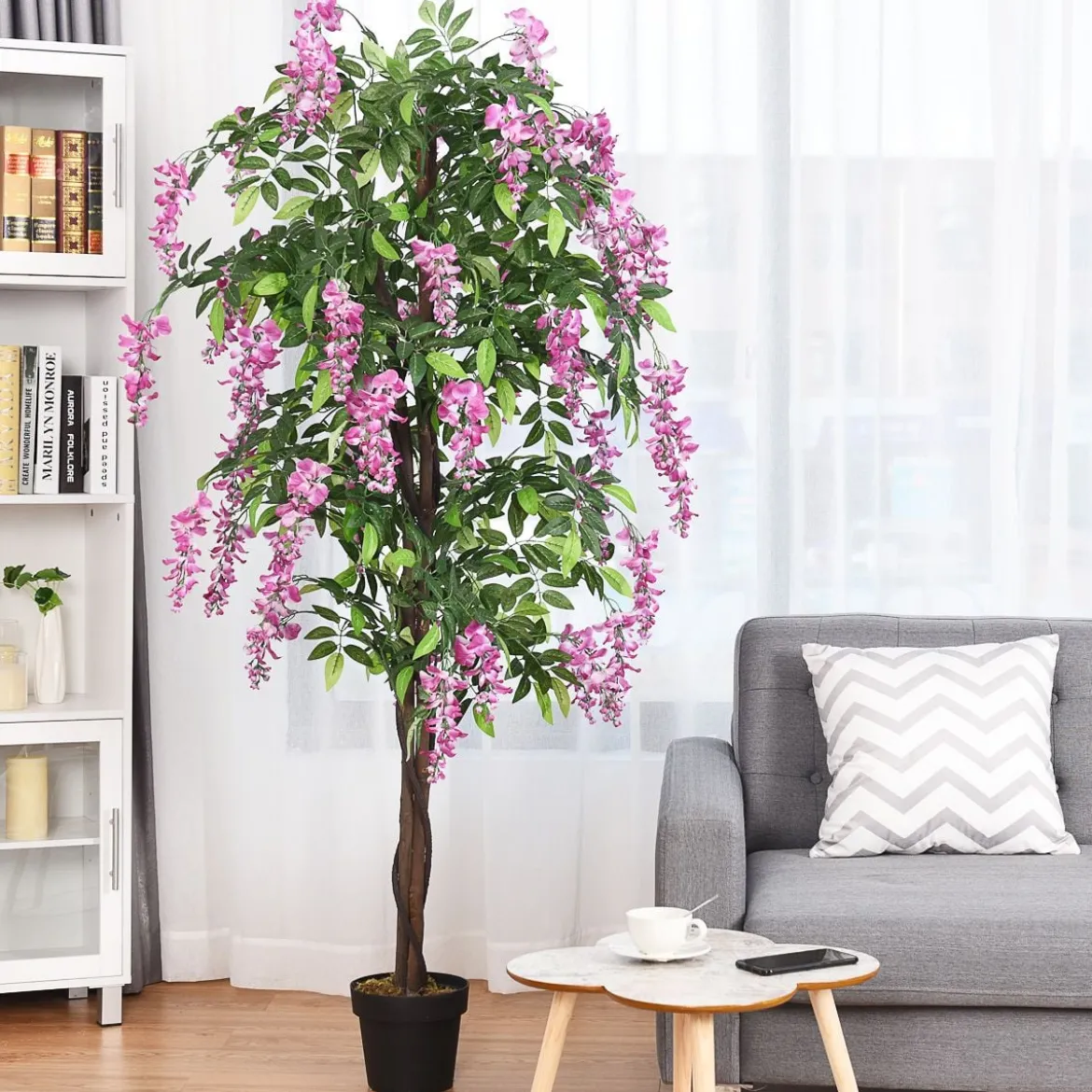 Kunstpflanze Verwendbare Künstliche Palme Kunstbaum 75 cm/150 cm/180 cm Lila/Rosa/Weiß